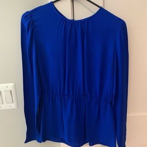 Theory royal blue silk blouse